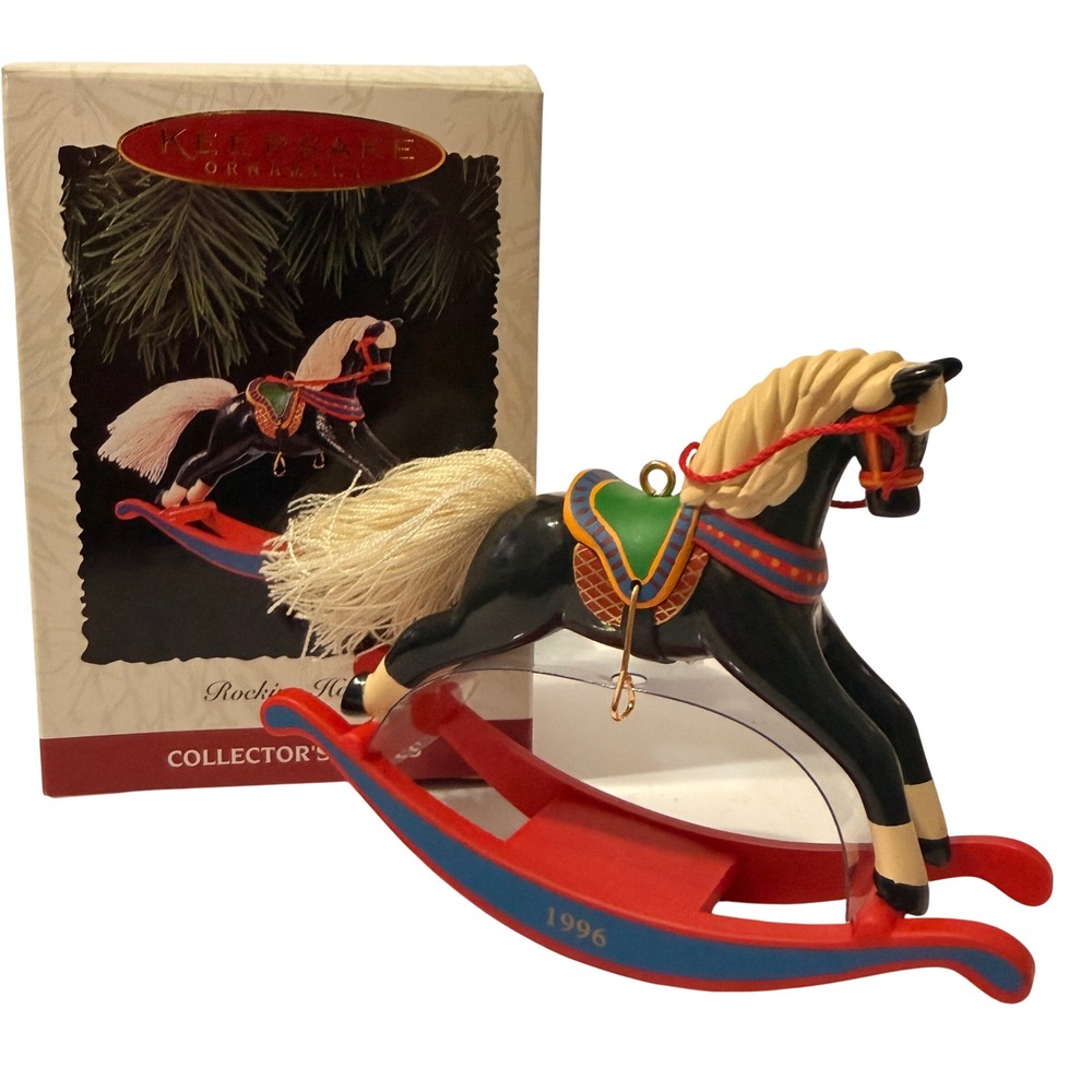 Hallmark Keepsake 1996 Rocking Horse Ornament 16th Final in Series Black Red